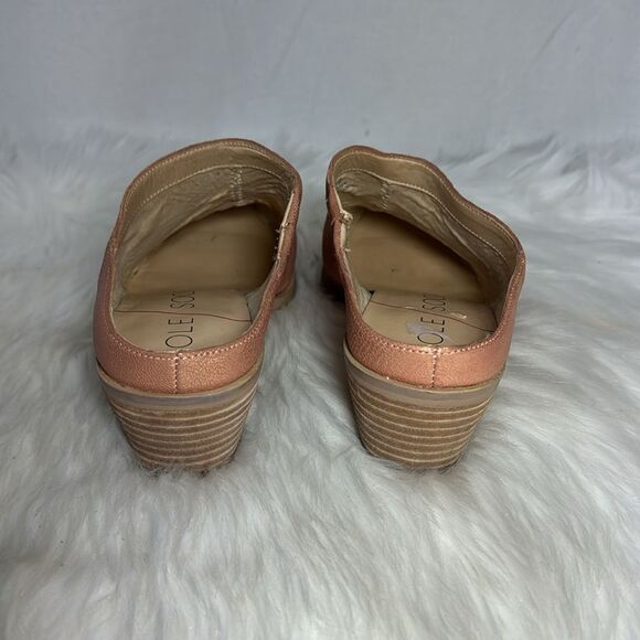 Sole Society Nadina Metallic Copper Pink Block Heel Mules Sz 7.5 - Picture 3 of 6